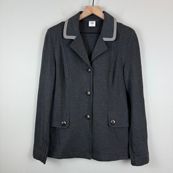 Cabi Crew Blazer Women M Charcoal Gray Ponte Knit Notch Lapel Jacket Career 3030 - Picture 1 of 8